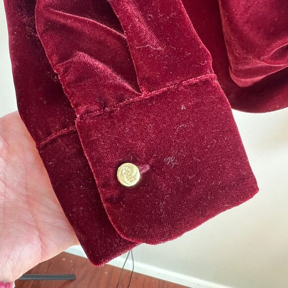 Lauren Ralph Lauren Black Label Velvet Top Sz 4 Deep Red Plunging V Neck - Picture 3 of 8